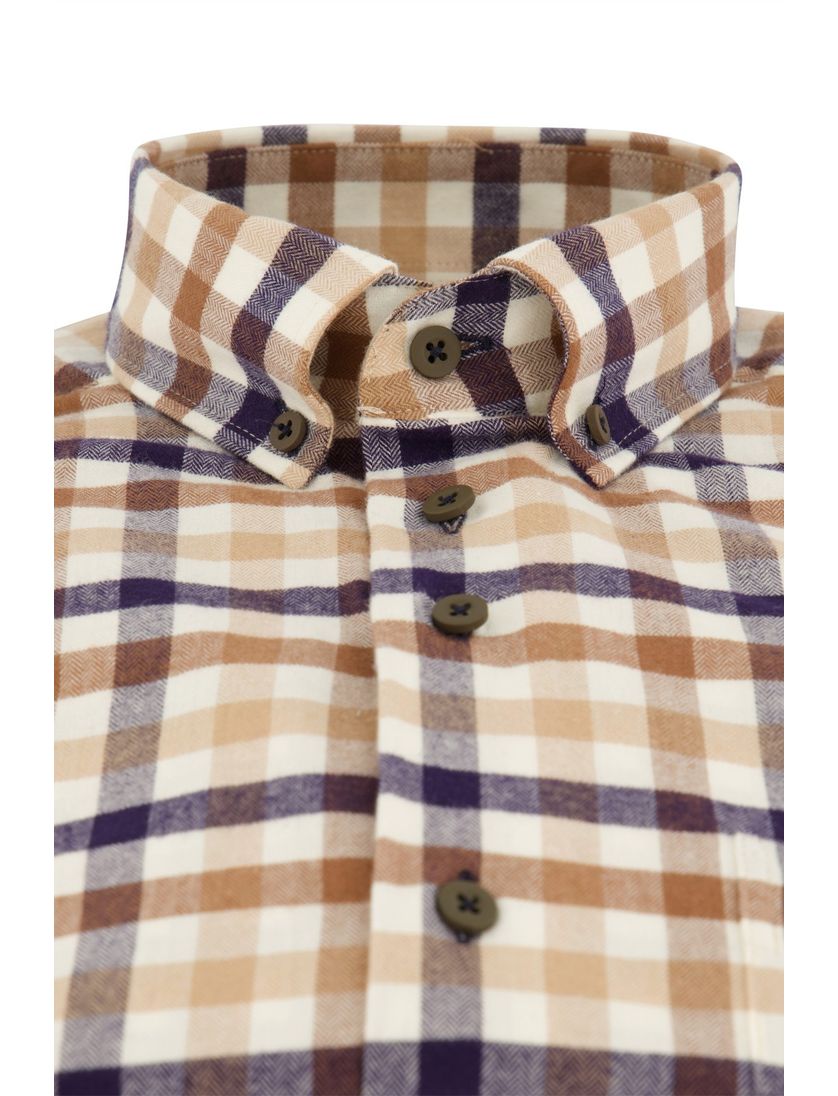 Beige geruit Portofino overhemd flanel