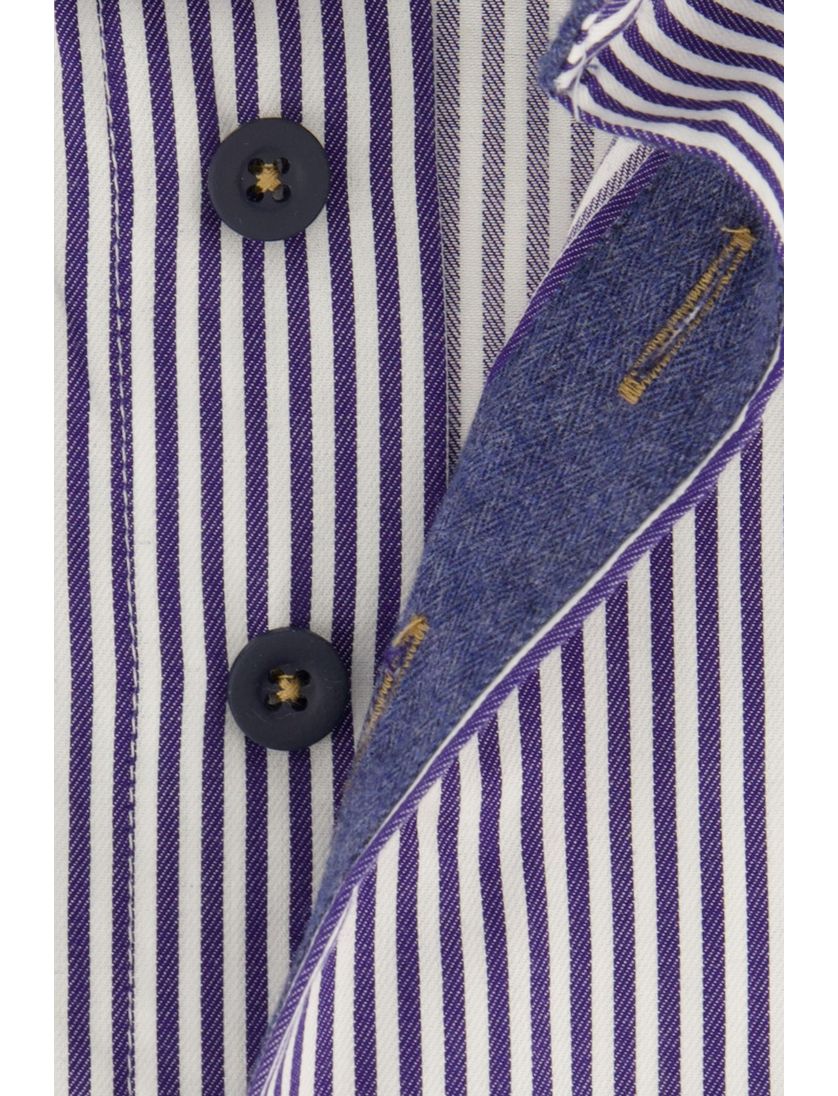 Portofino overhemd donkerblauw gestreept wijde fit