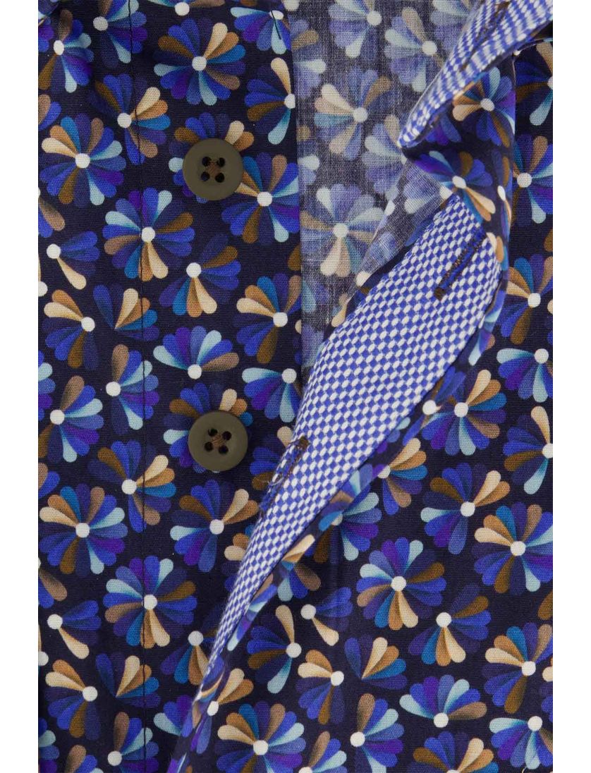 Portofino overhemd blauw geprint wijde fit