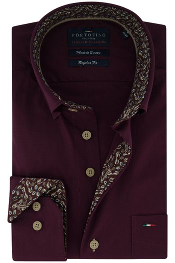 Portofino casual overhemd bordeaux Portofino Regular Fit