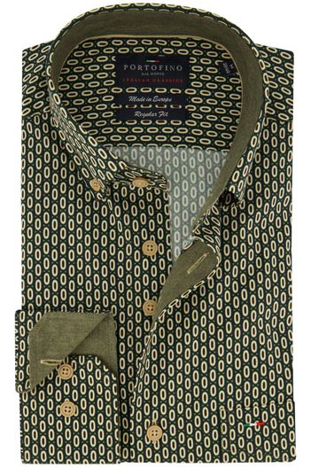 Portofino Portofino Regular Fit casual overhemd groen geprint