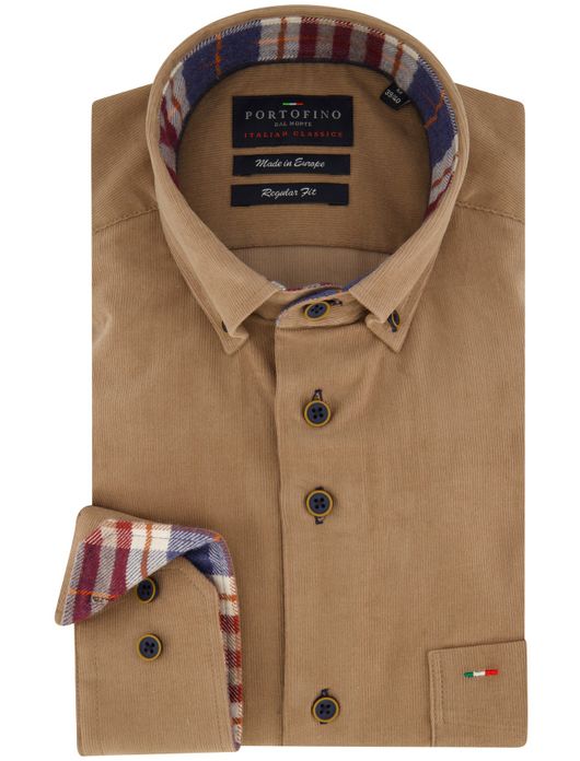 casual overhemd camel Portofino Regular Fit