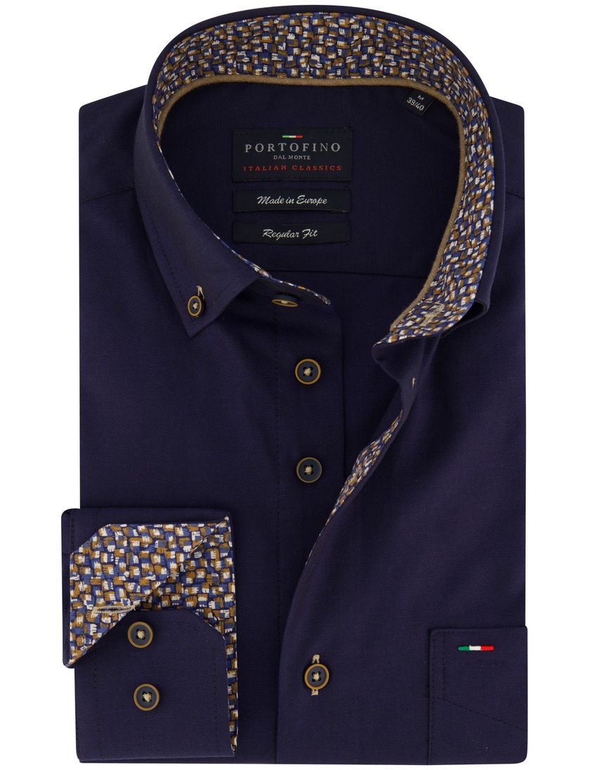 Casual overhemd Portofino Regular Fit donkerblauw uni