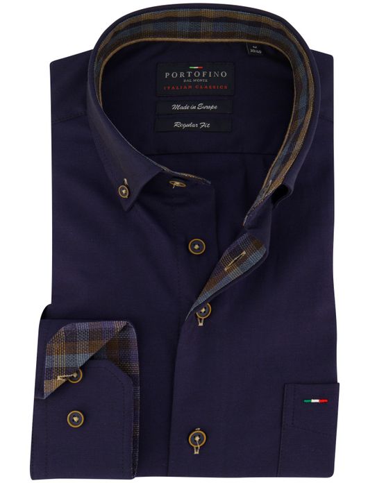 Portofino overhemd donkerblauw borstzak
