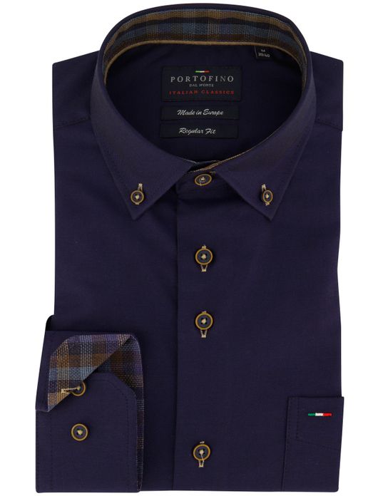 Portofino overhemd donkerblauw borstzak
