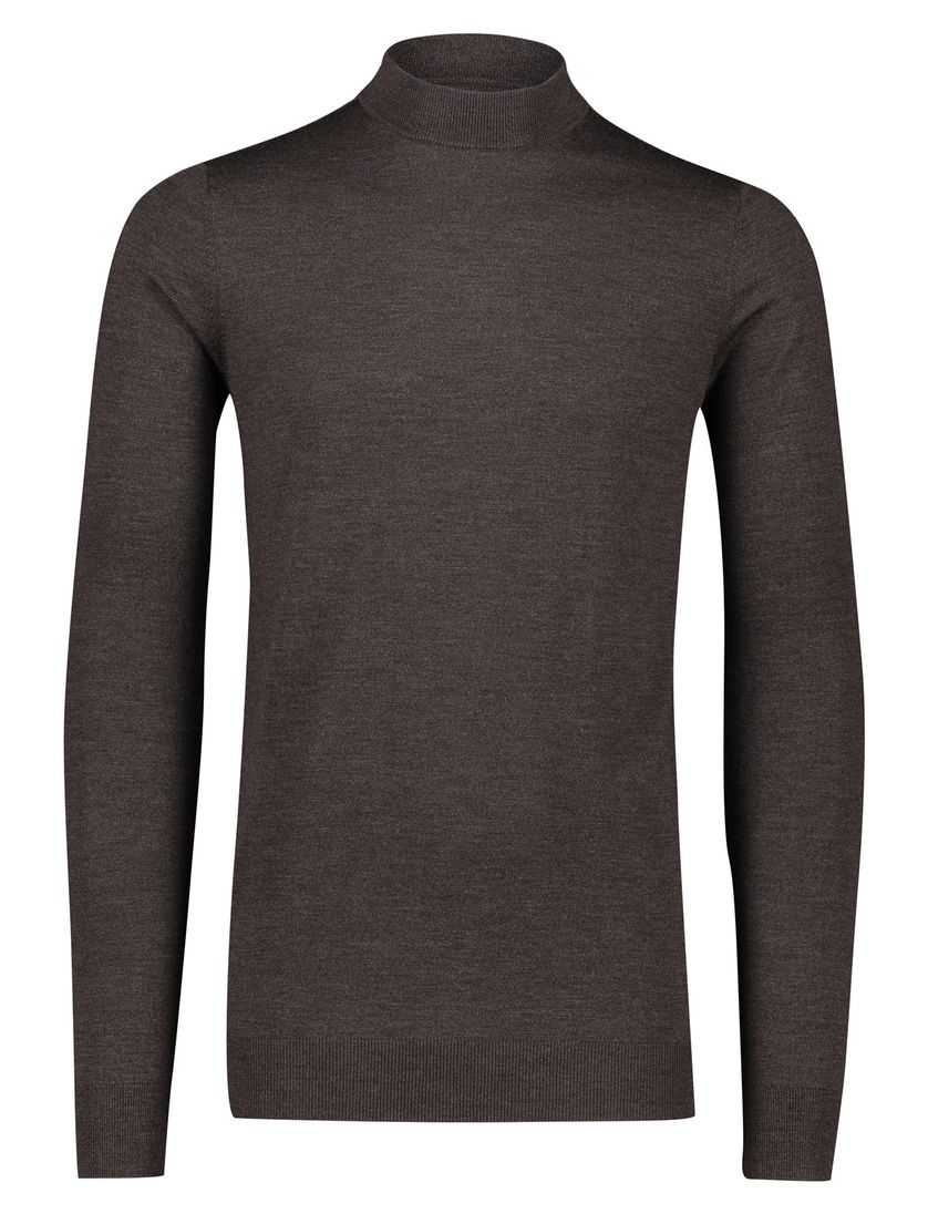 trui extra lange mouwlengte Portofino bruin effen