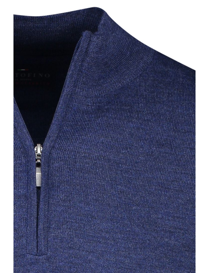 trui Portofino donkerblauw normale fit gemeleerd