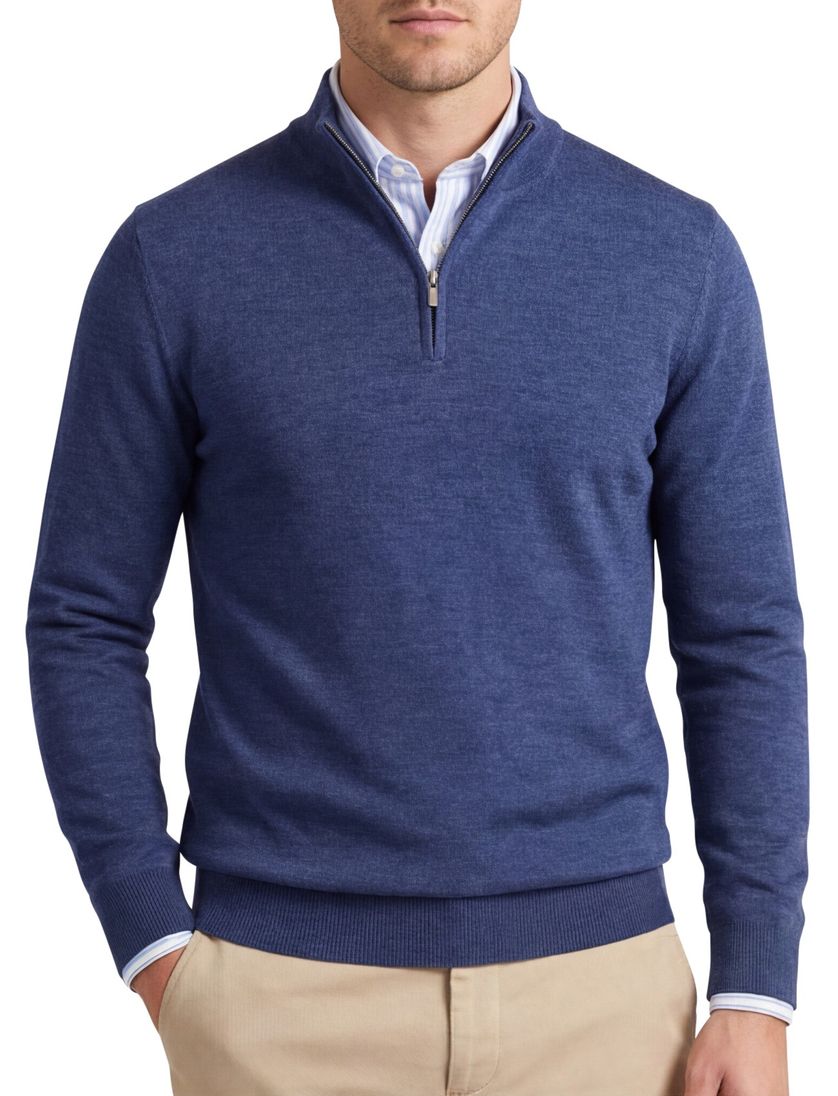 trui Portofino donkerblauw normale fit gemeleerd