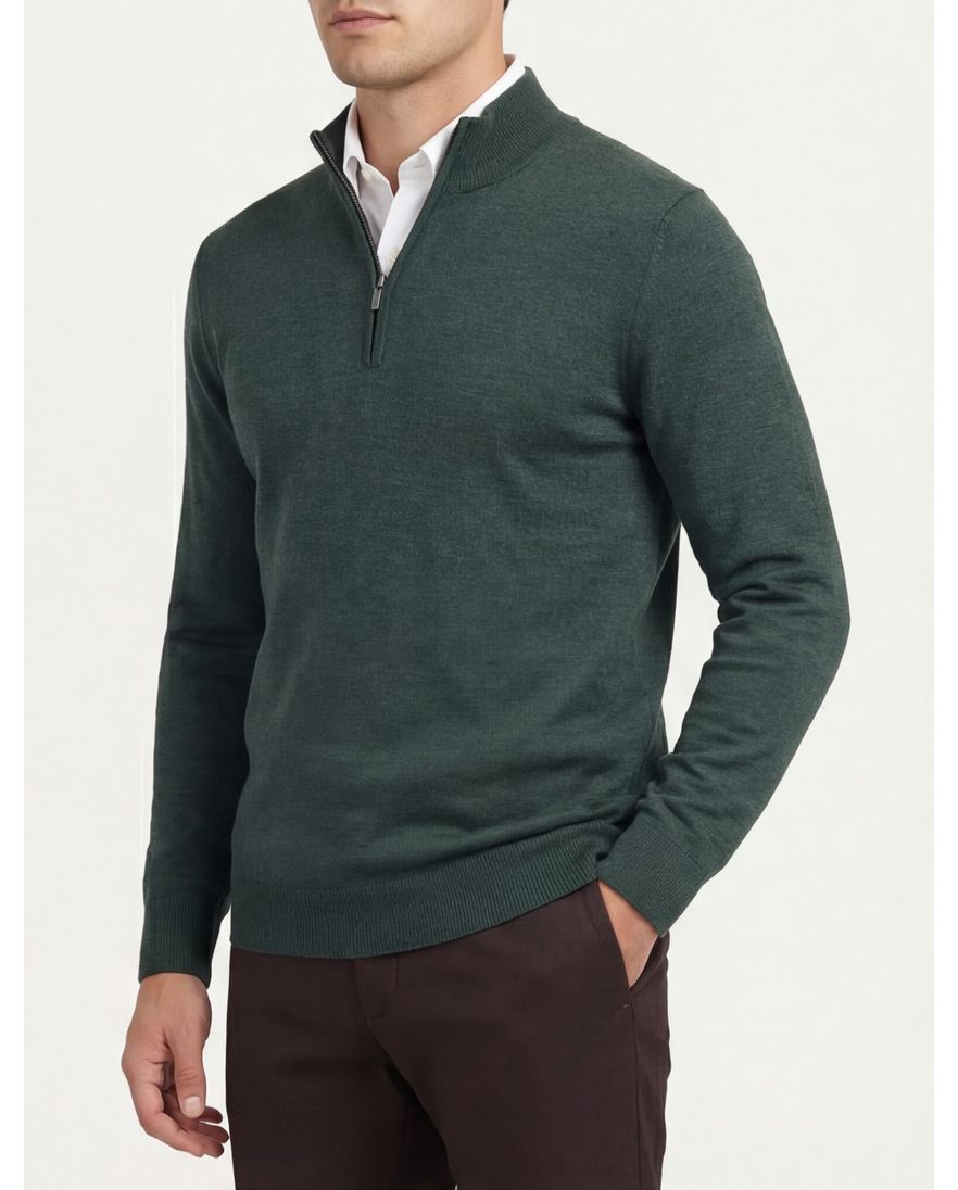 Portofino trui gemeleerd groen merinowol