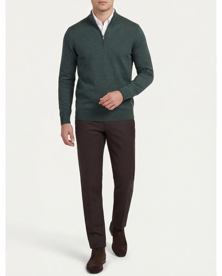 Portofino trui gemeleerd groen merinowol