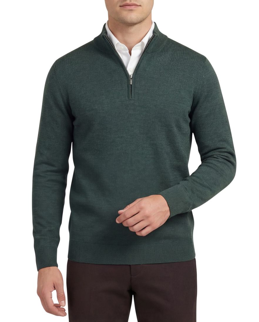 Portofino trui gemeleerd groen merinowol