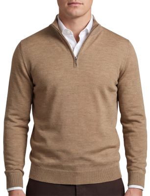 Portofino merinowollen trui Portofino bruin gemeleerd normale fit