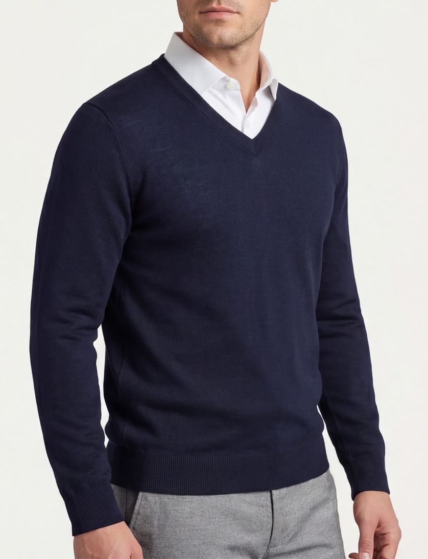 trui Portofino donkerblauw v hals