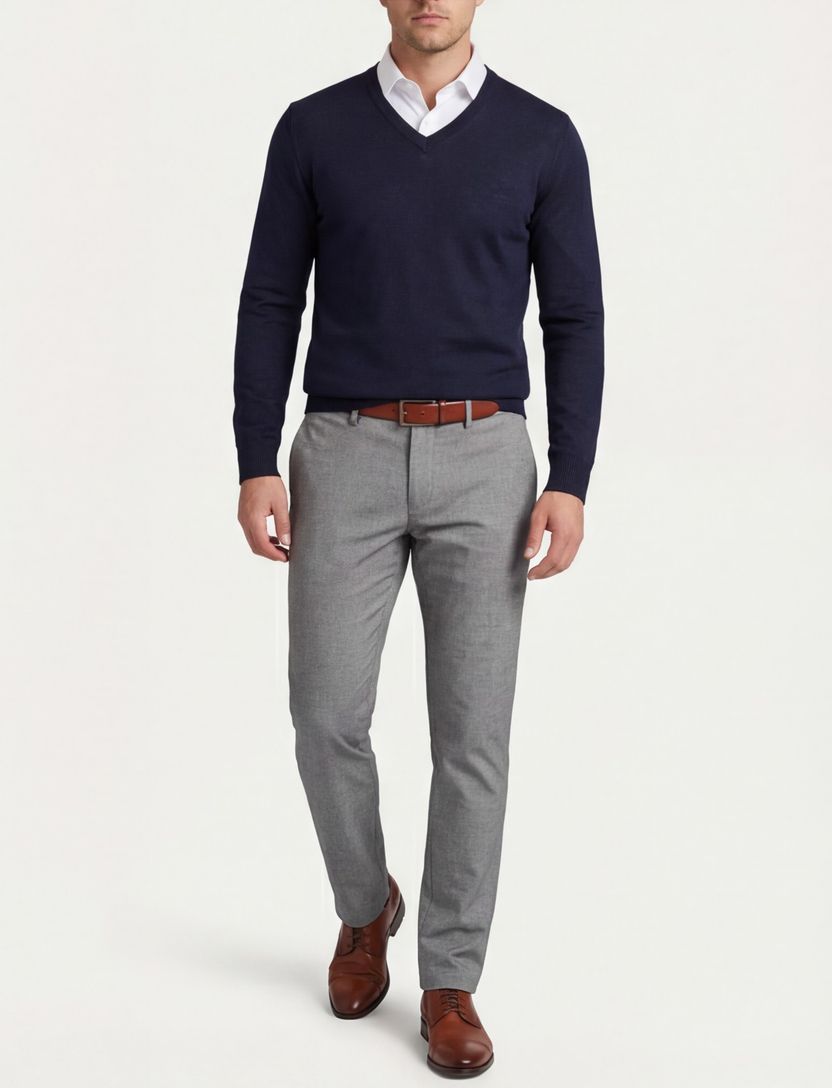 trui Portofino donkerblauw v hals