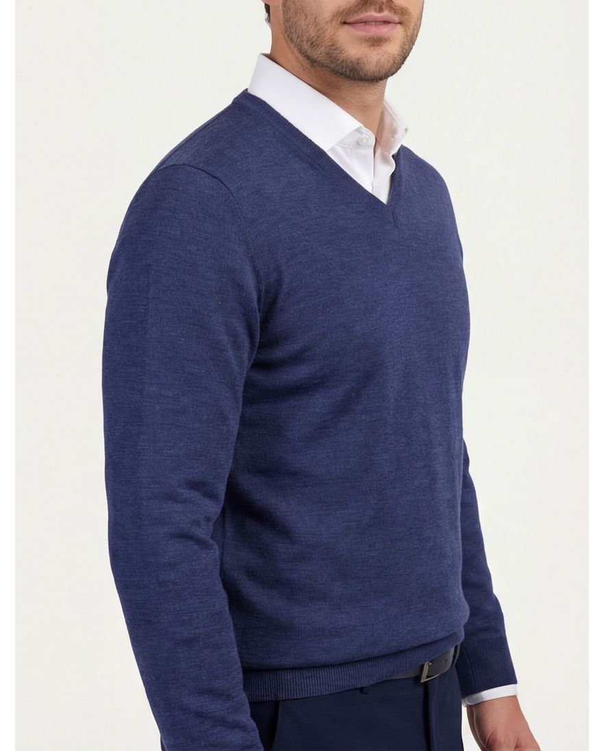 Portofino trui donkerblauw v hals