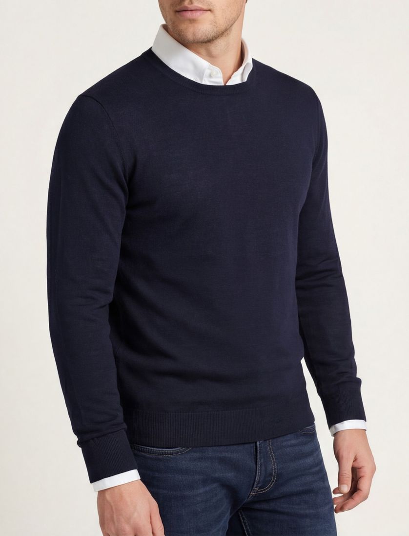 trui Portofino donkerblauw effen