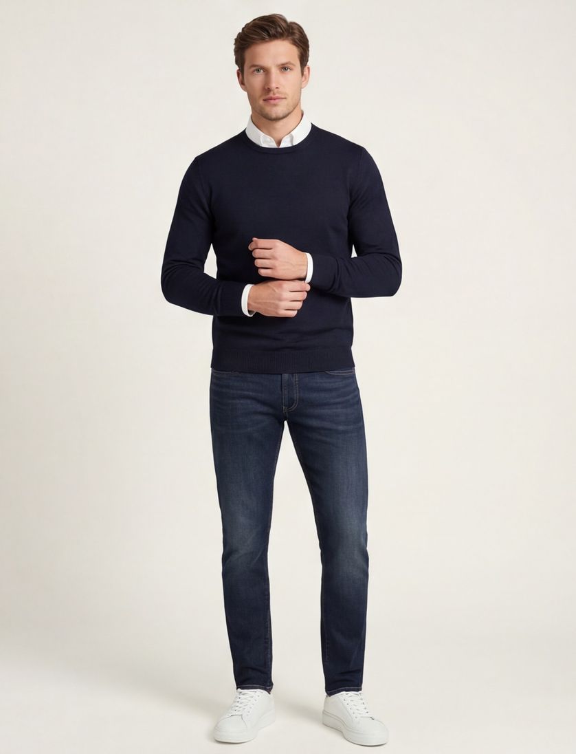 trui Portofino donkerblauw effen