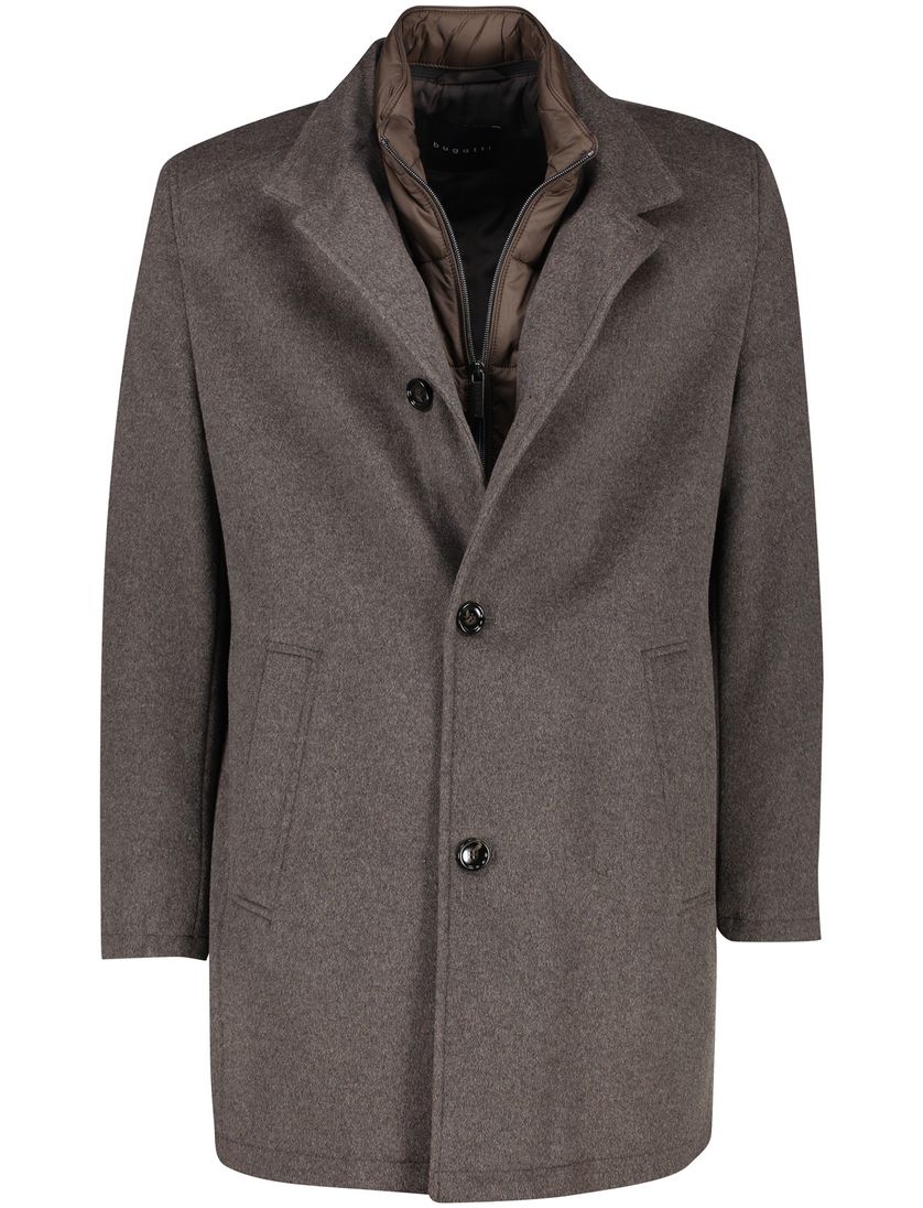 Bugatti bruine winterjas gemeleerd wol