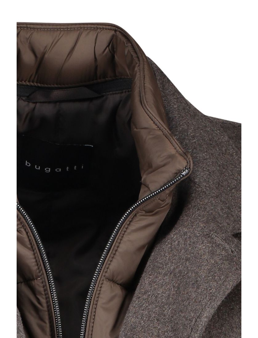 Bugatti bruine winterjas gemeleerd wol