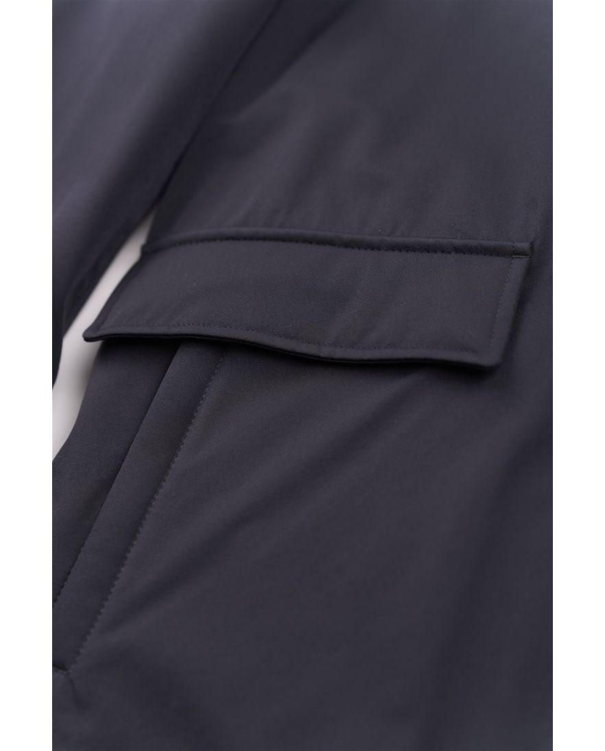 Bugatti parka donkerblauw effen half lang