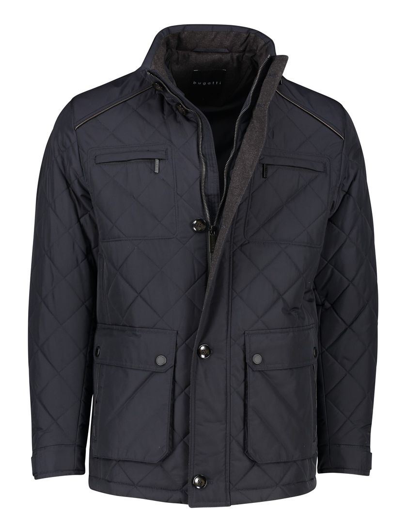 Bugatti tussenjas donkerblauw capuchon in kraag