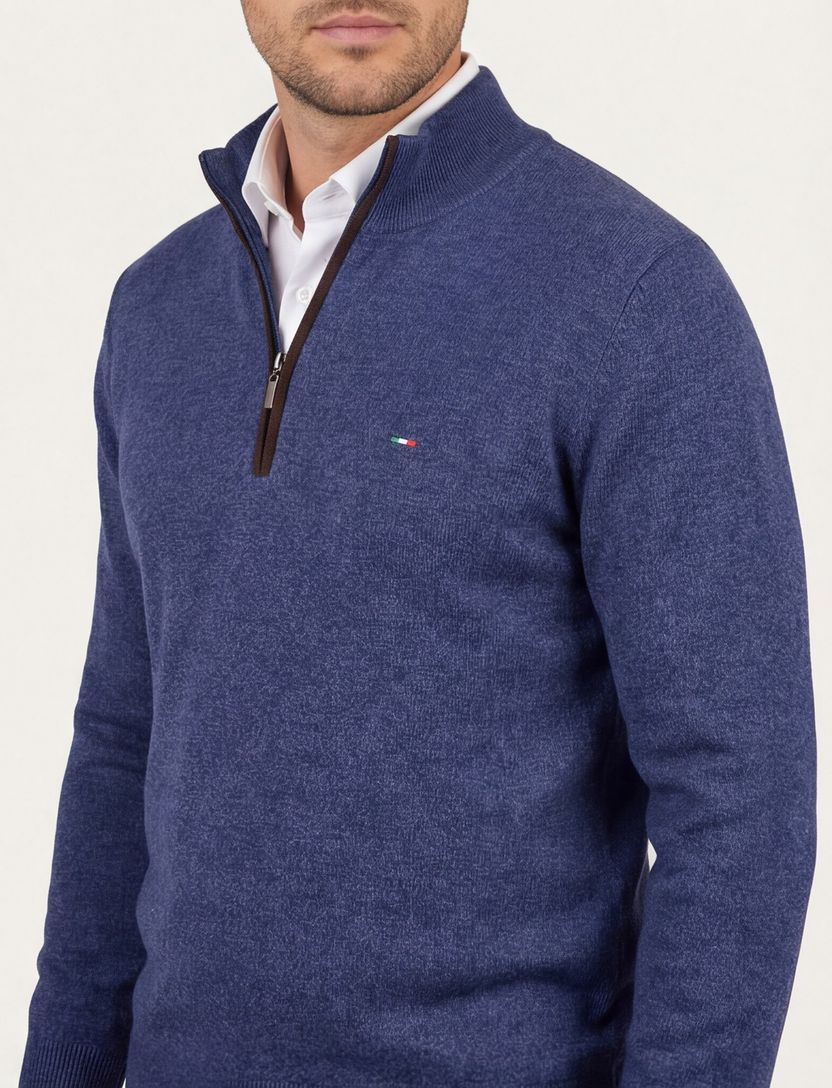 katoenen trui Portofino donkerblauw effen normale fit