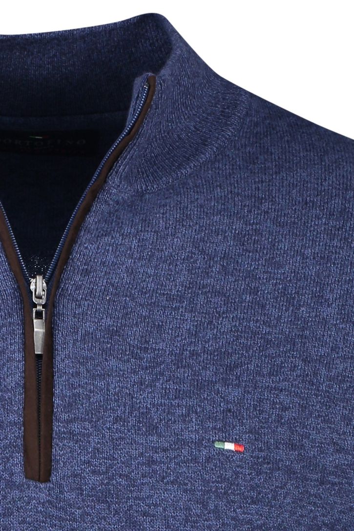 katoenen trui Portofino donkerblauw effen normale fit