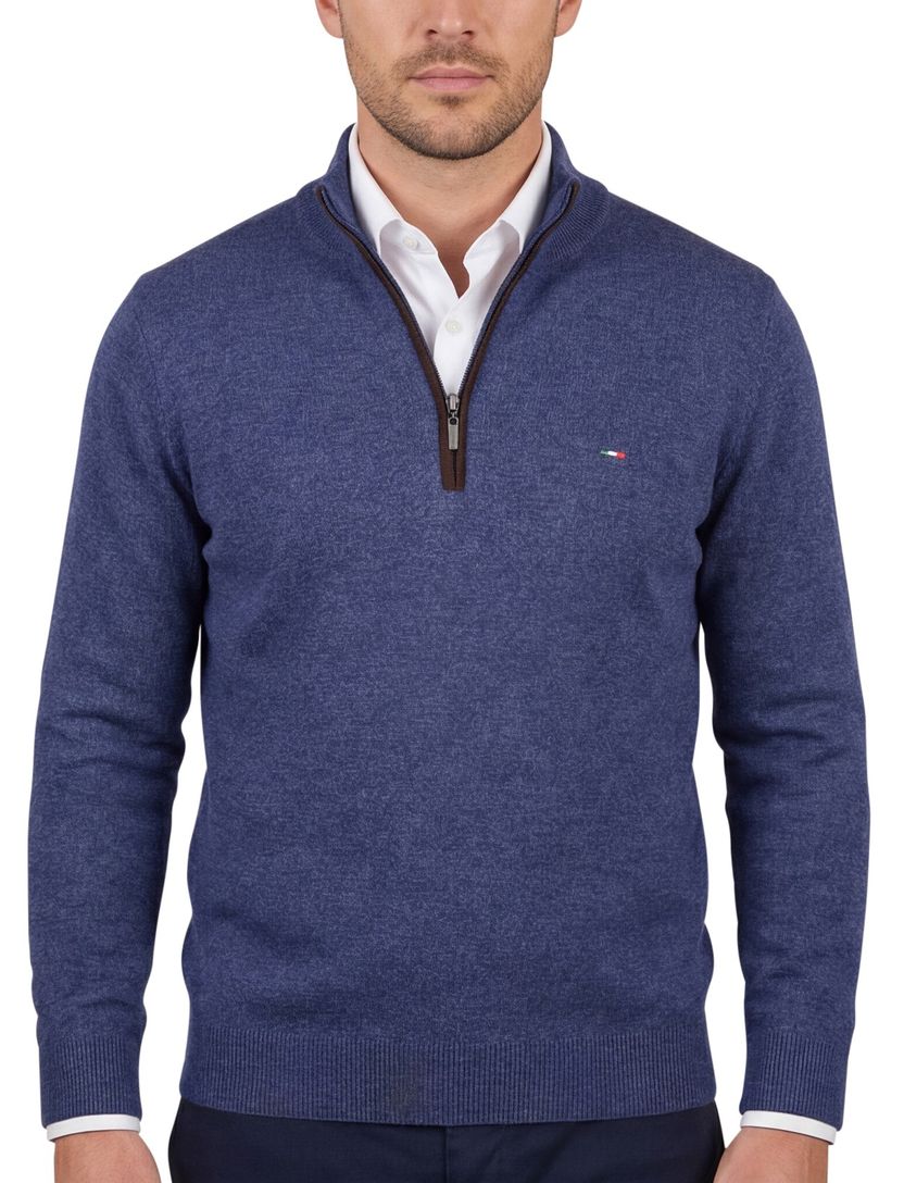 katoenen trui Portofino donkerblauw effen normale fit