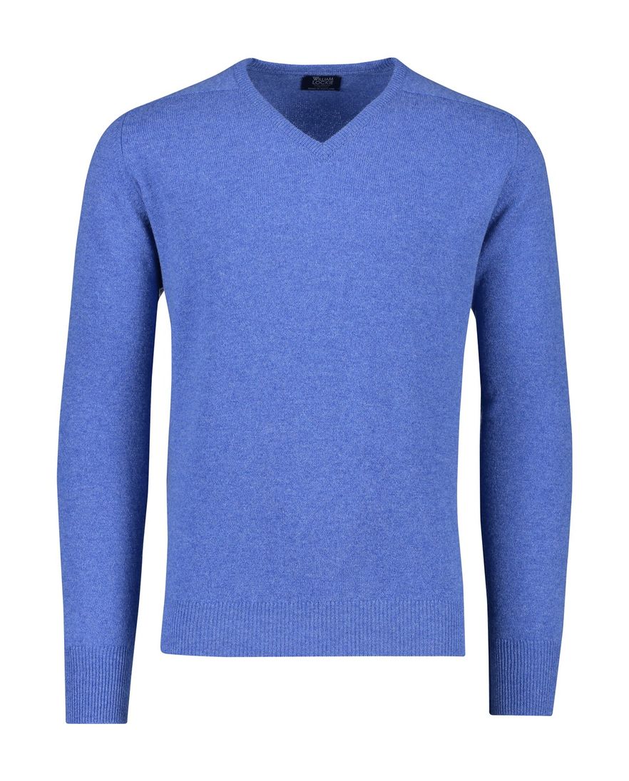 William Lockie trui blauw lamswol gemeleerd