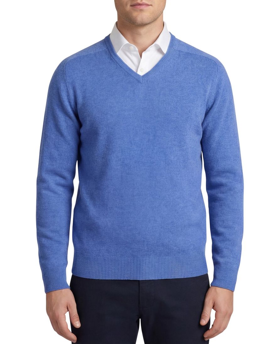 William Lockie trui blauw lamswol gemeleerd