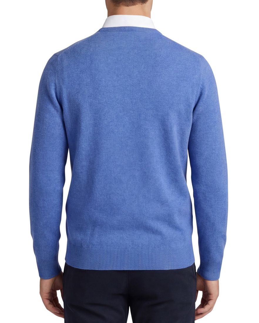 William Lockie trui blauw lamswol gemeleerd