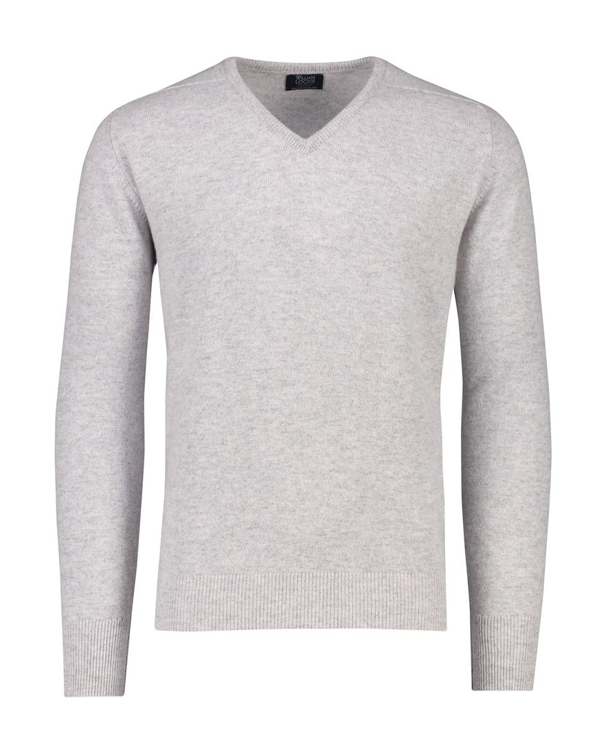 William Lockie trui grijs wijde fit lamswol