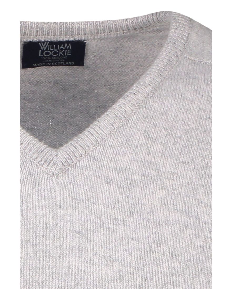 William Lockie trui grijs wijde fit lamswol