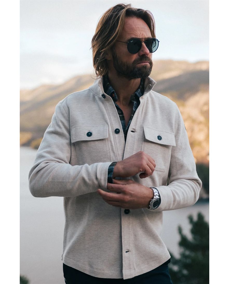 New Zealand overshirt beige effen katoen