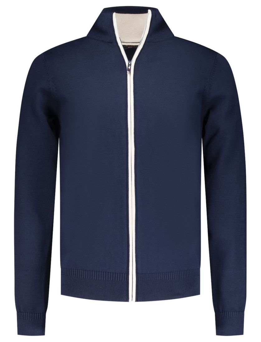 New Zealand vest donkerblauw effen katoen rits normale fit