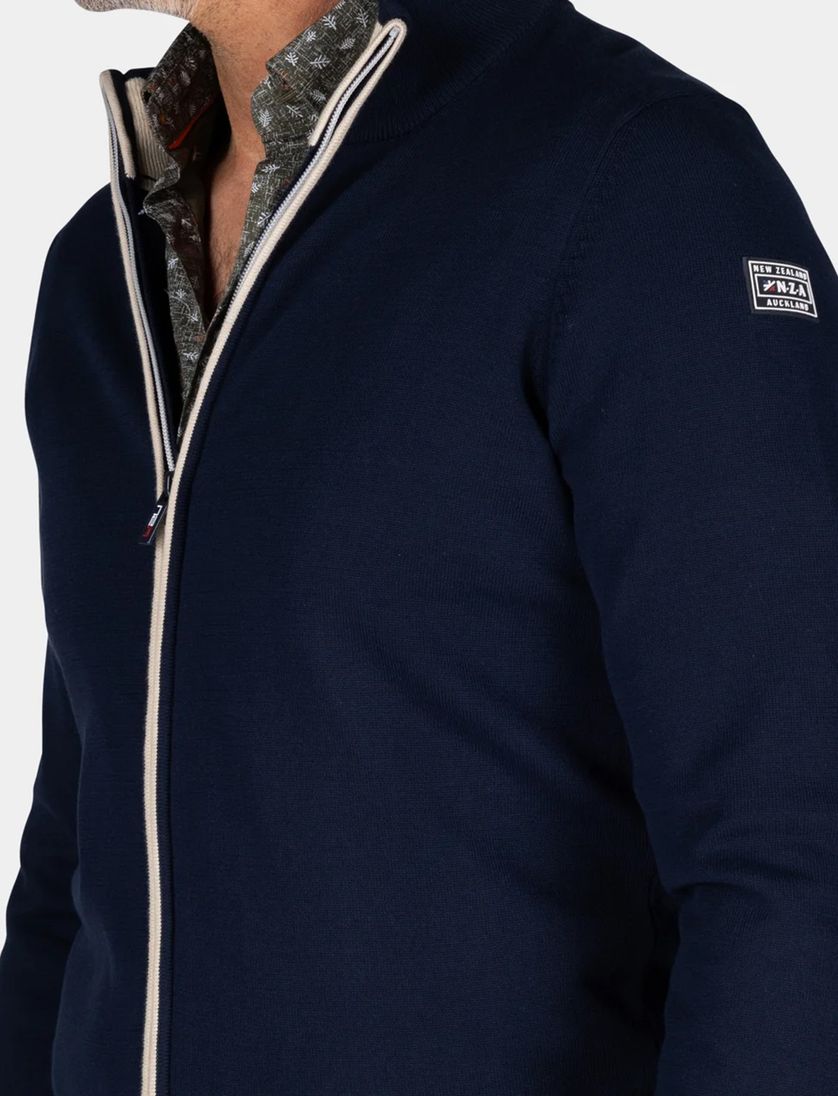 New Zealand vest donkerblauw effen katoen rits normale fit