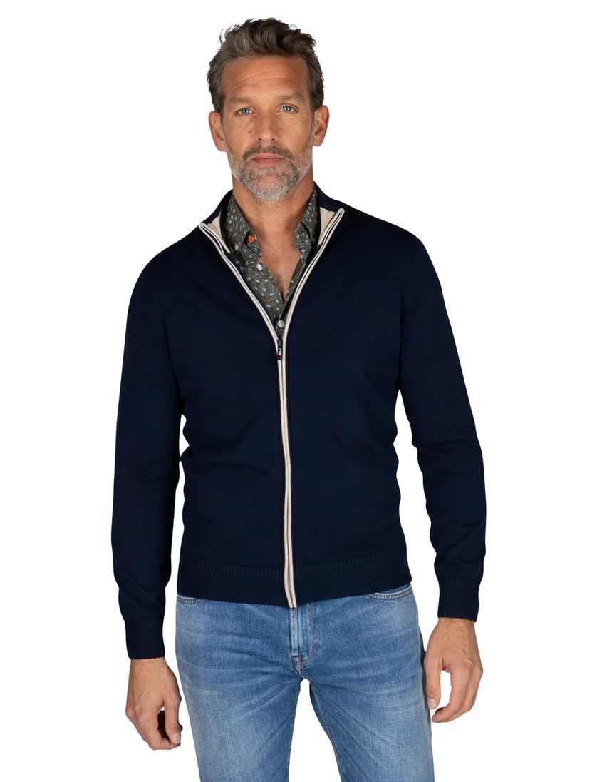 New Zealand vest donkerblauw effen katoen rits normale fit