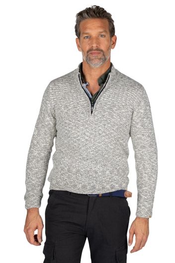 New Zealand Katoenen New Zealand trui grijs gemeleerd half zip
