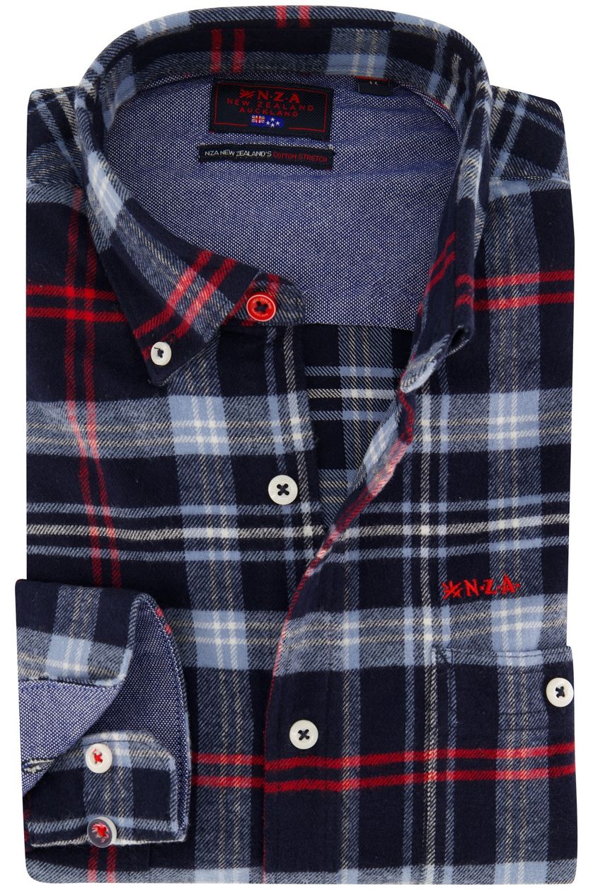 New Zealand overhemd blauw geruit normale fit