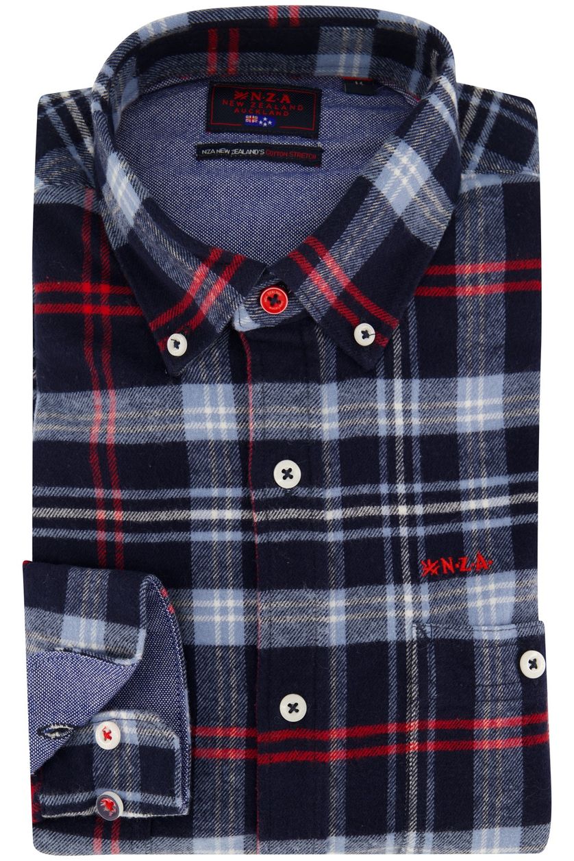 New Zealand overhemd blauw geruit normale fit