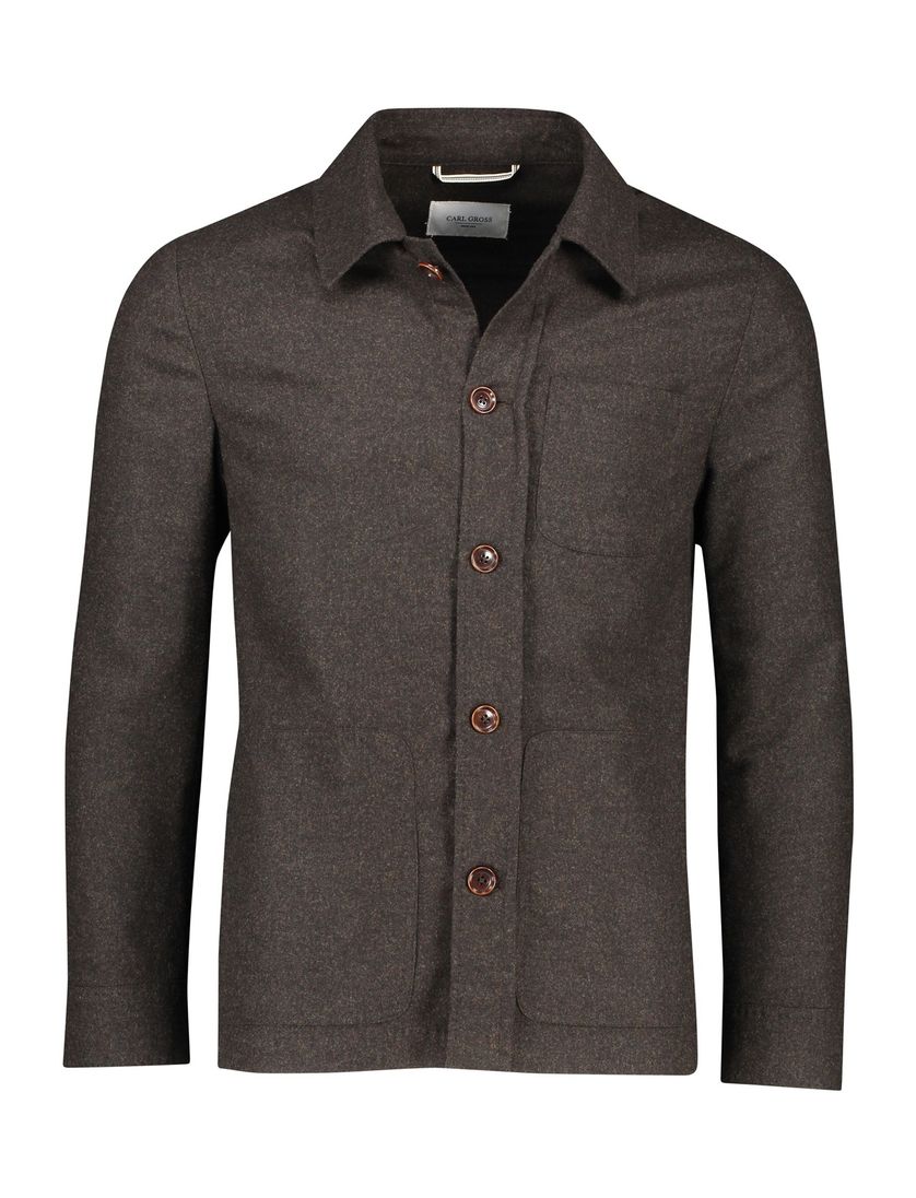 Carl Gross overshirt bruin effen normale fit