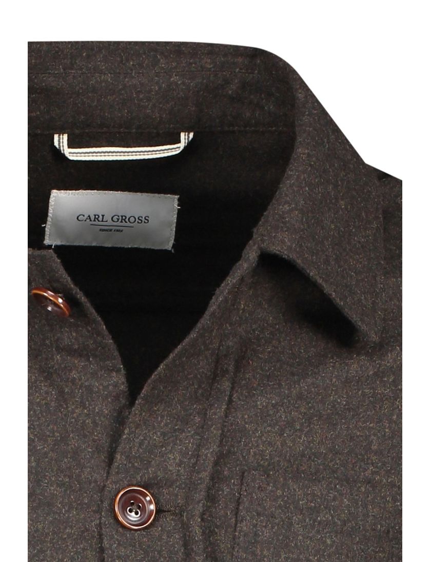 Carl Gross overshirt bruin effen normale fit