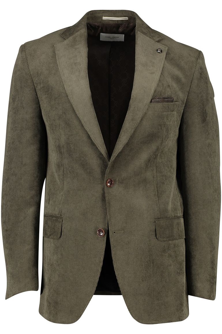 Carl Gross colbert groen modern fit corduroy borstzak