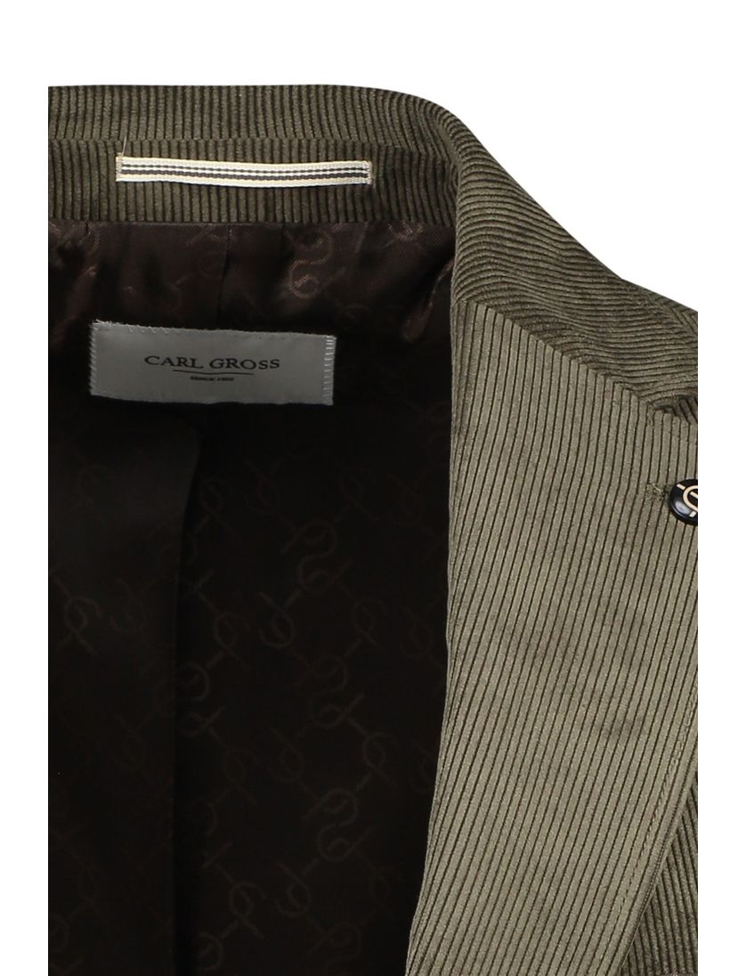 Carl Gross colbert groen modern fit corduroy borstzak