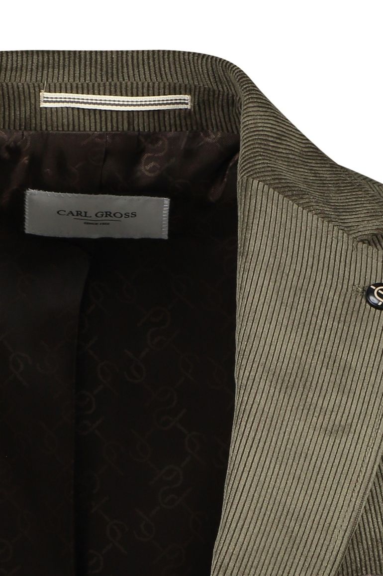 Carl Gross colbert groen modern fit corduroy borstzak