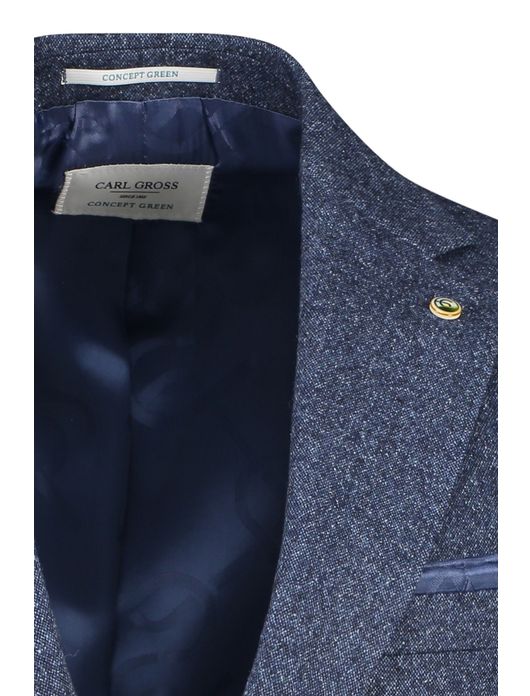 Carl Gross colbert donkerblauw Sharp Fit gemêleerd wol