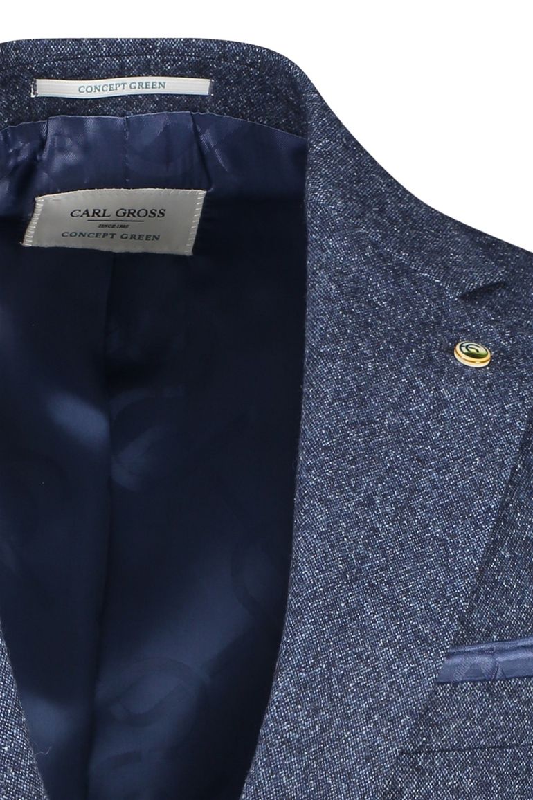 Carl Gross colbert donkerblauw Sharp Fit gemêleerd wol