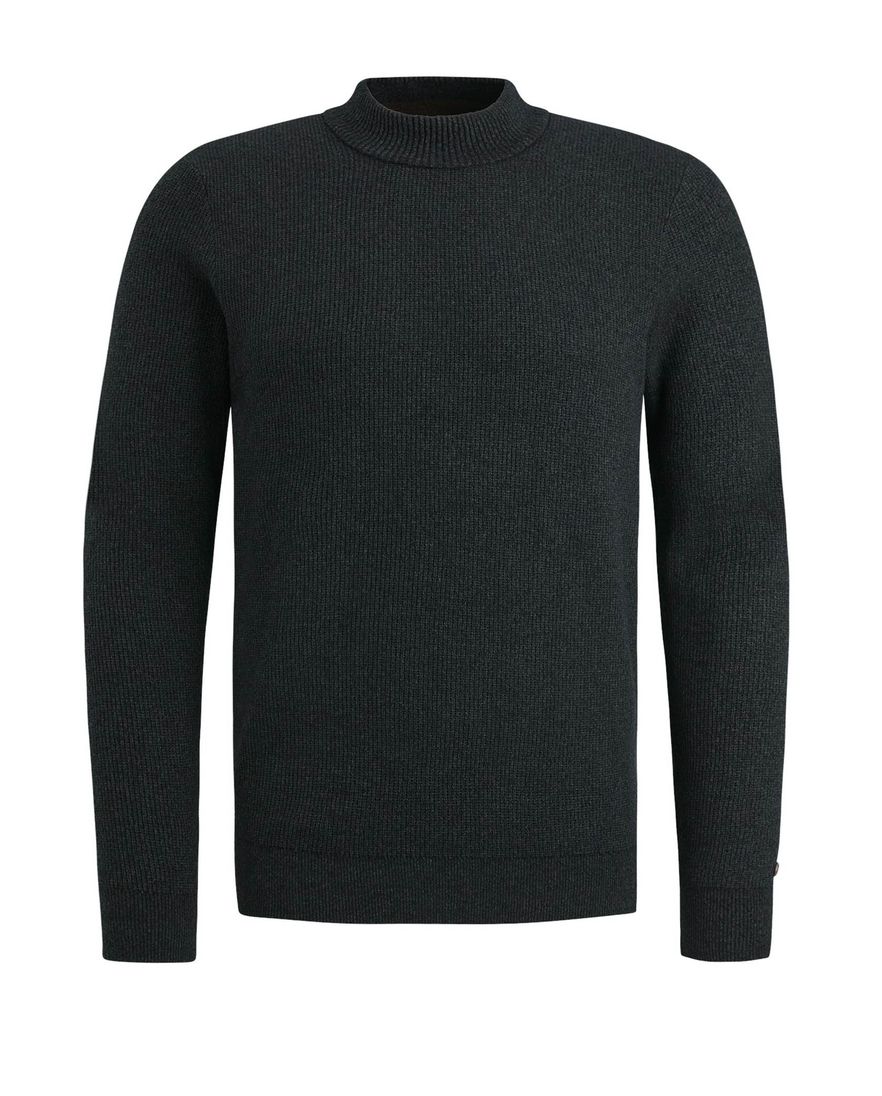 Cast Iron trui turtleneck effen zwart katoen normale fit