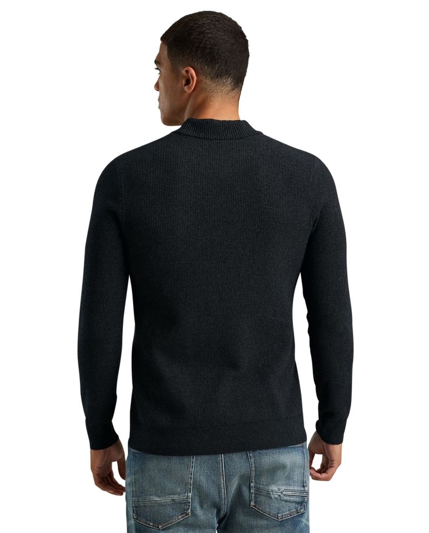 Cast Iron trui turtleneck effen zwart katoen normale fit