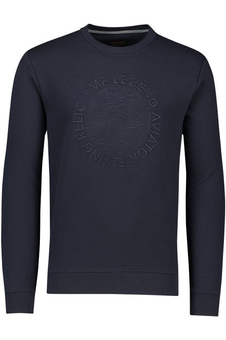 PME Legend trui ronde hals donkerblauw effen